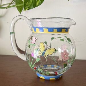 Lenox Butterfly Meadow Hand-Painted Glass Pitcher